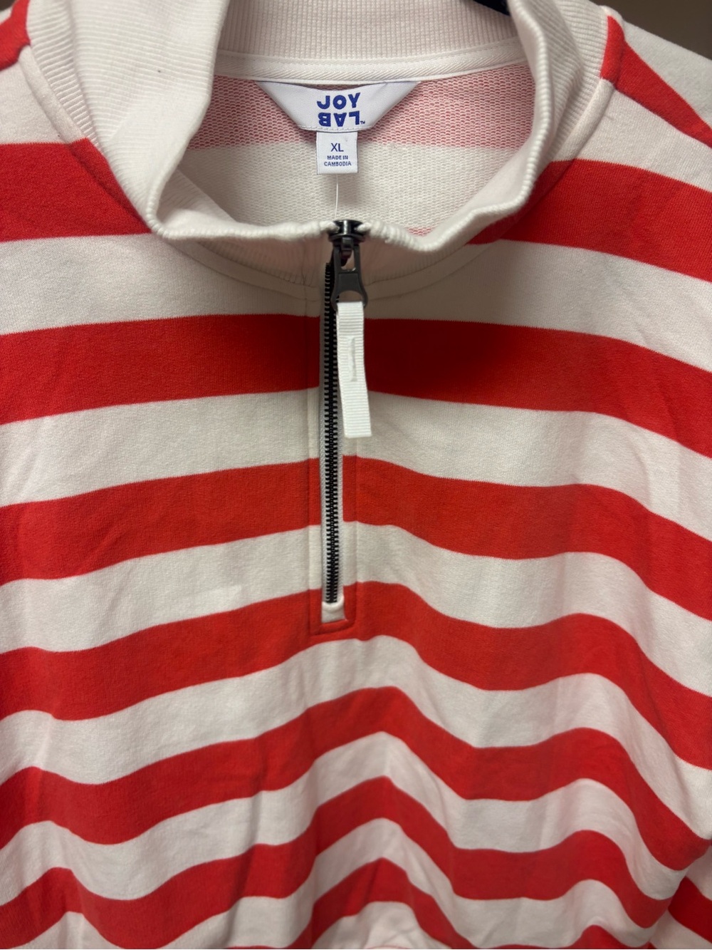 JoyLab NWT Women's Red & White Striped Half-Zip Sweater - Picture 5 of 7